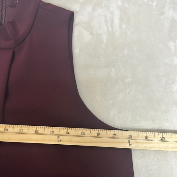 Elegant Sleeveless Mini Dress - Deep Burgundy - Picture 6 of 10